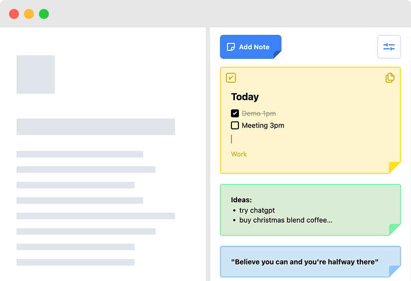 Sticky Notes App notes preview
